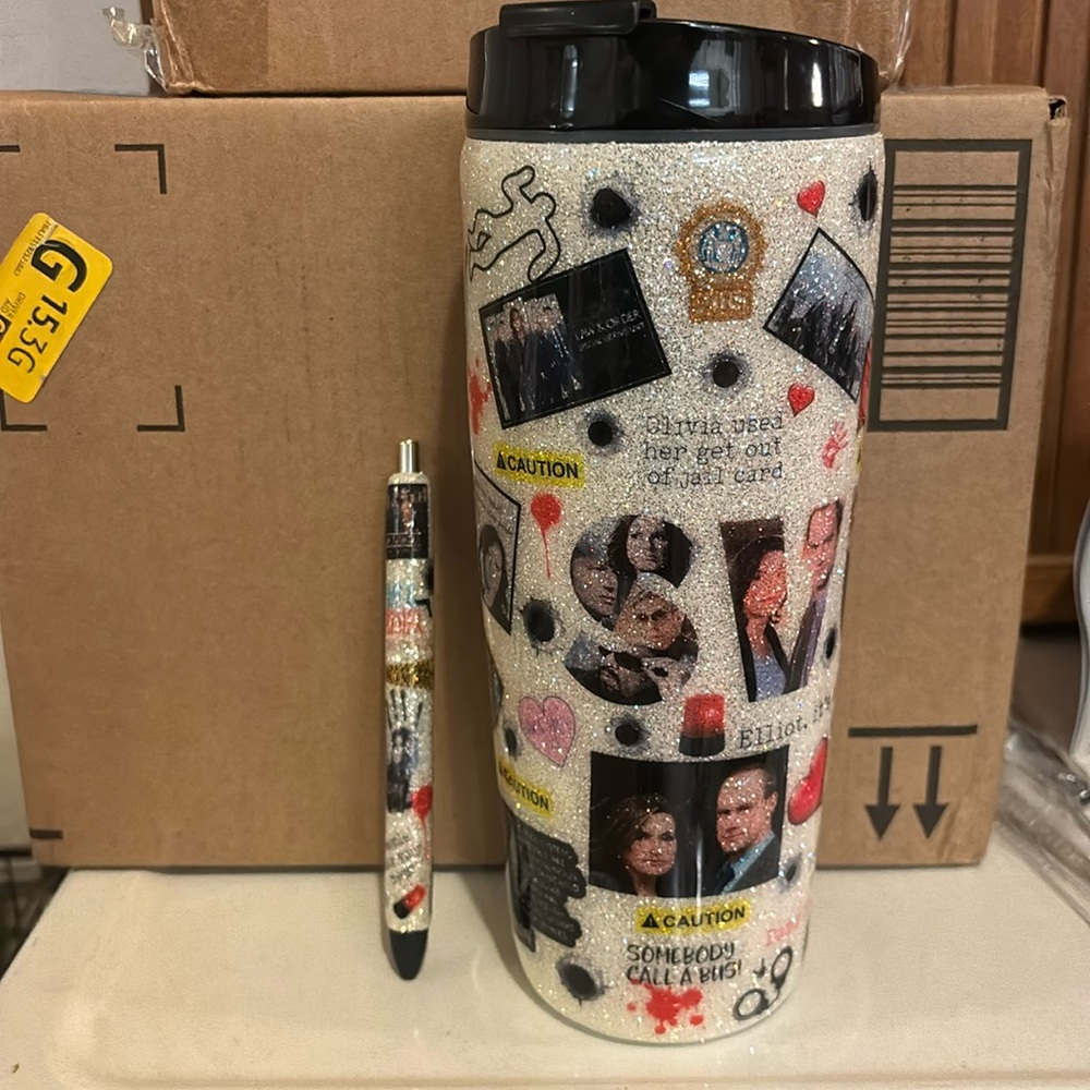 Custom made Law and Order 30oz tumbler and matching Pen